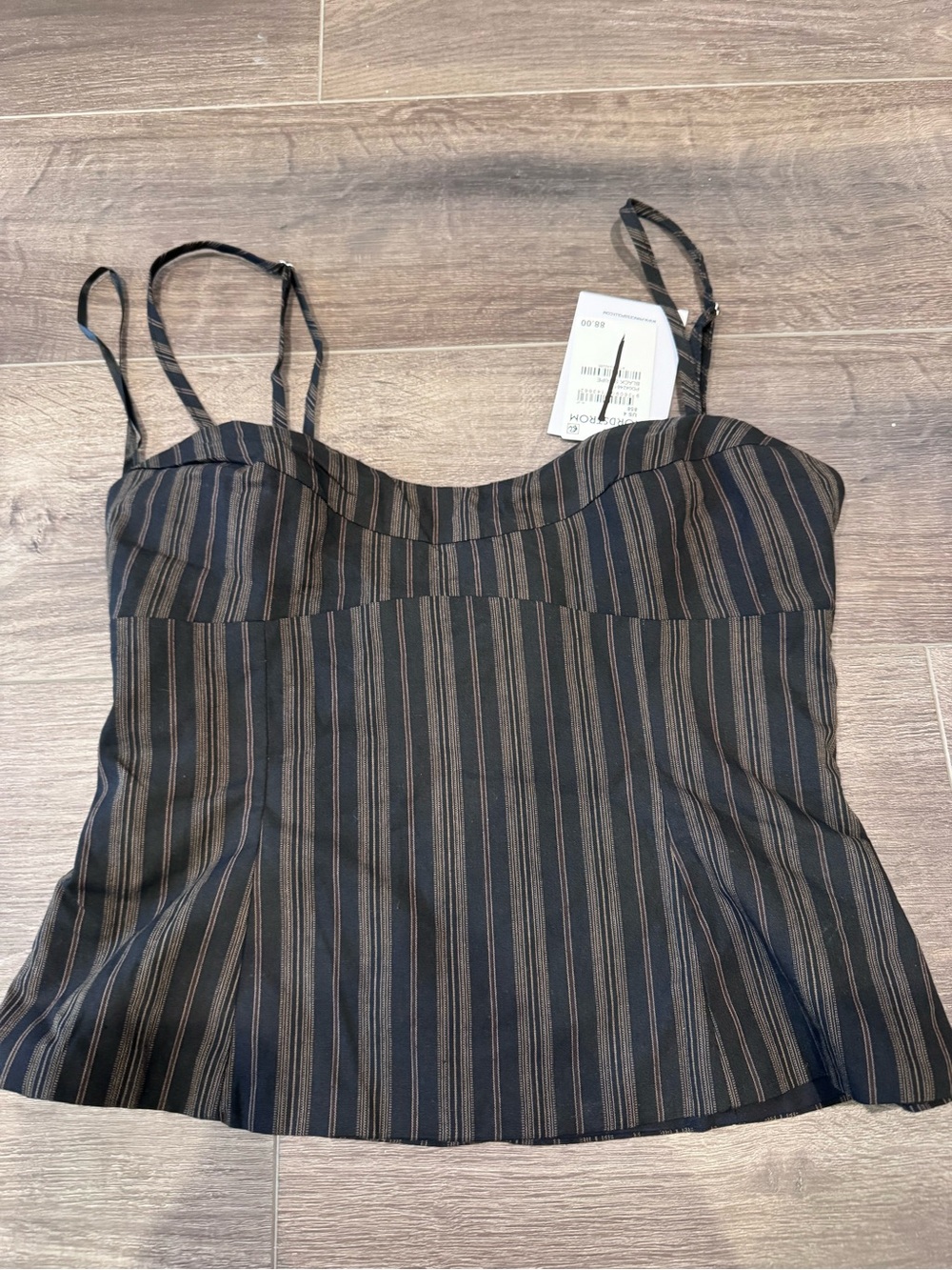 Princess Polly Black and Brown Striped Camisole/corset top. New, size 4